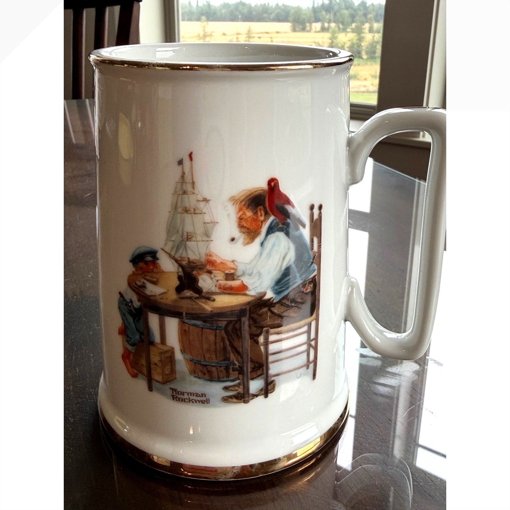 Norman Rockwell Museum 1984 The Seafarers Tankard For A Good Boy Mug Gold Trim